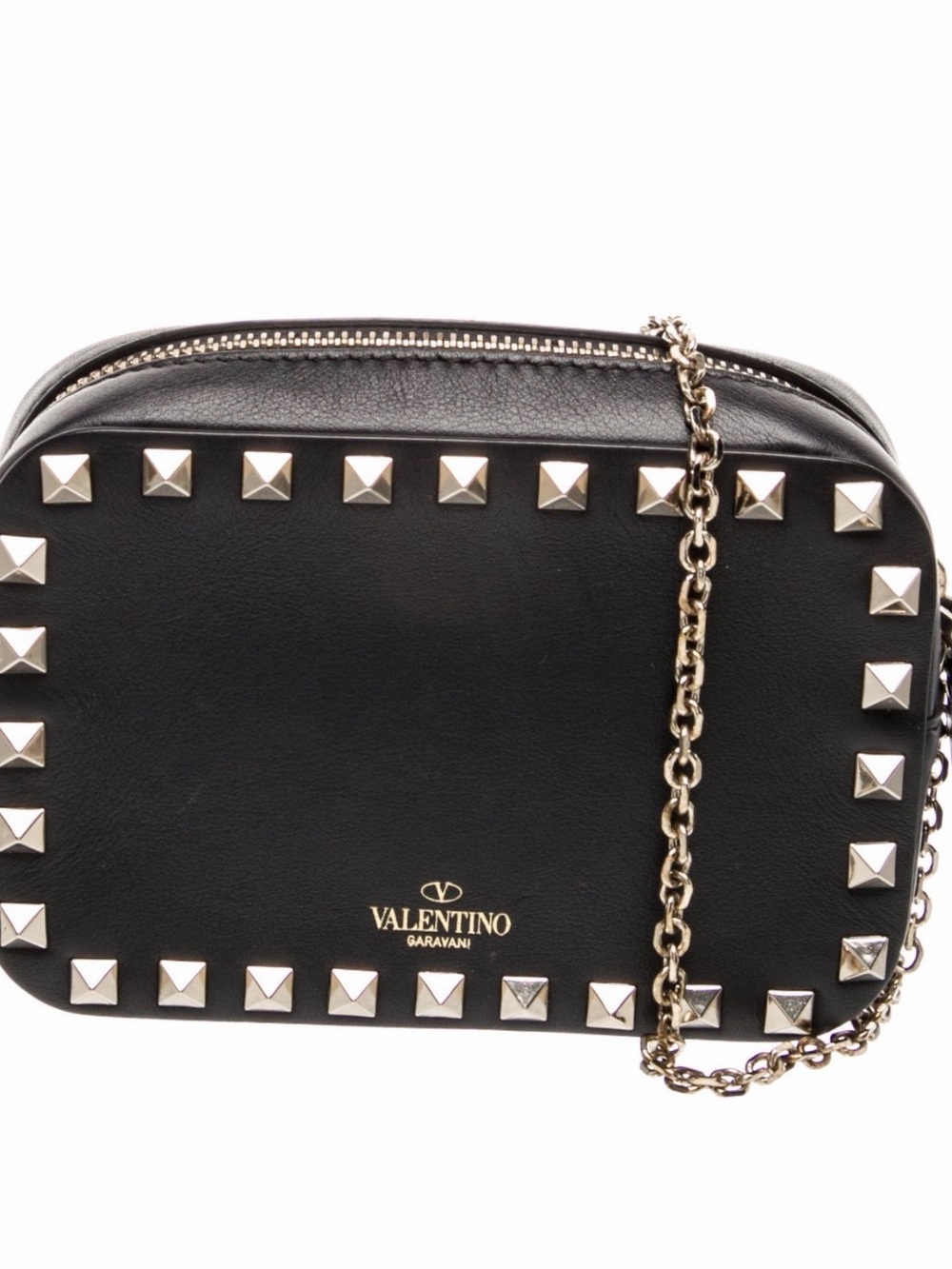 Valentino Garavani Black Leather Rockstud Chain Crossbody